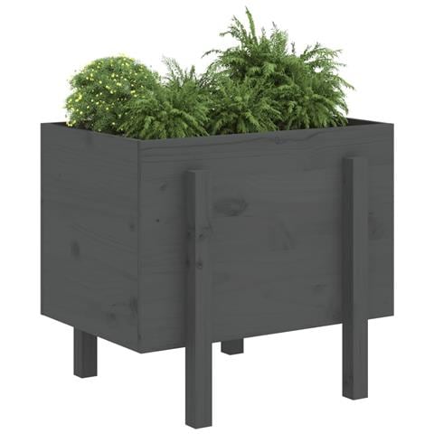 Fioriera Da Giardino Grigia 62x50x57 Cm Legno Massello Di Pino - Foto 3
