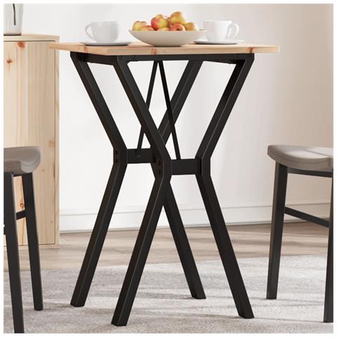 Tavolo Da Pranzo Telaio A Y 50x50x75 Cm Massello Pino E Ghisa - Foto 1