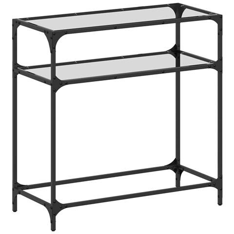 Tavolino Consolle Piano Vetro Trasparente 80x35x81cm In Acciaio - Foto 2
