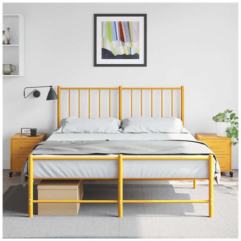 Comodini 2 pz Giallo Senape 36x39x43,5 cm in Acciaio - Foto 2