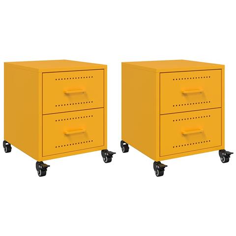 Comodini 2 pz Giallo Senape 36x39x43,5 cm in Acciaio - Foto 1