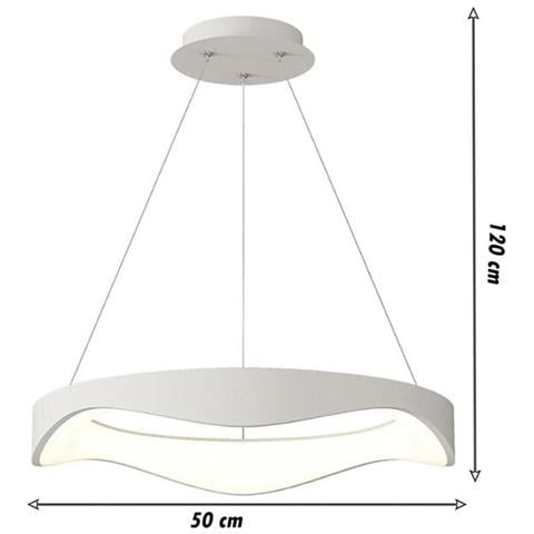 Lampadario Plafoniera Led A Onda 38 W 3 Colorazioni Luce Bianca Calda Naturale - Foto 3