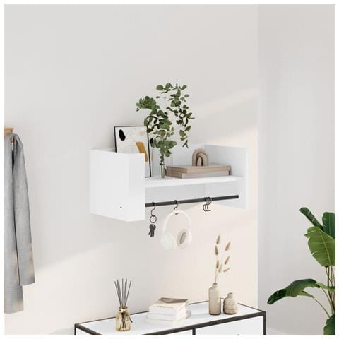 Scaffale A Parete Bianco 70,5x35x30,5 Cm In Legno Multistrato - Foto 1