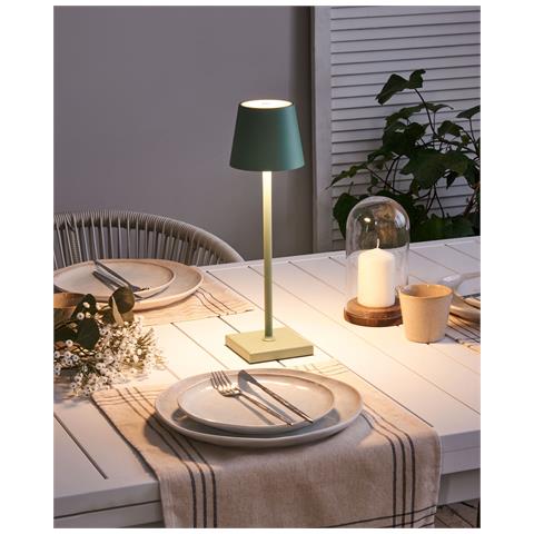 Lampada Da Tavolo Senza Fili A Led Baceiro Con Dimmer Metallo Verde - Foto 1
