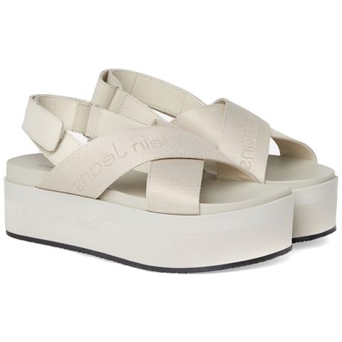 Flatform Sandal Sling Sandali Sintetico Scarpe Donna Beige Eu 40, Yw0yw01362 Acf - Foto 1