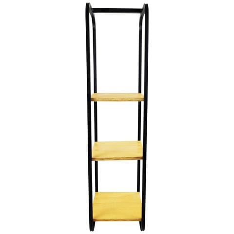 Tecnokit Mensola Parete Frank A 3 Ripiani In Acciaio E Legno, Stile Industrial, Colore Nero, Cm 25x25x100h, Parete Attrezzata Per Soggiorno, Cameretta, Ufficio - Foto 2