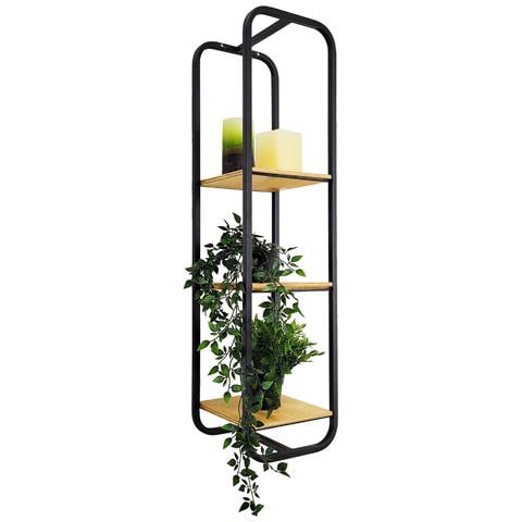 Tecnokit Mensola Parete Frank A 3 Ripiani In Acciaio E Legno, Stile Industrial, Colore Nero, Cm 25x25x100h, Parete Attrezzata Per Soggiorno, Cameretta, Ufficio - Foto 1