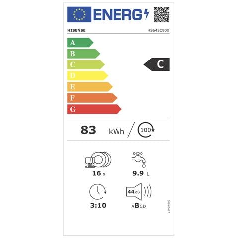 Lavastoviglie HS643C90X Capacità 16 Coperti Classe C Colore Inox - Foto 2