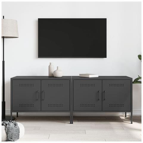 Mobili Tv 2pz Neri 68x39x50,5 Cm In Acciaio - Foto 3