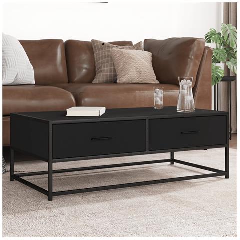 Tavolino Salotto Nero 100x50x35 Cm Legno Multistrato E Metallo - Foto 1