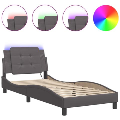 Lusso Casadino - Giroletto Con Led Senza Materasso Zadar Grigio 100x200 Cm - Foto 1