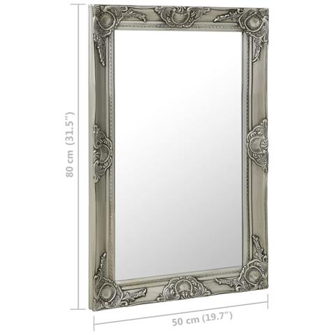 Lusso Casadino -  Specchio Da Parete Stile Barocco 50x80 Cm Argento - Foto 6