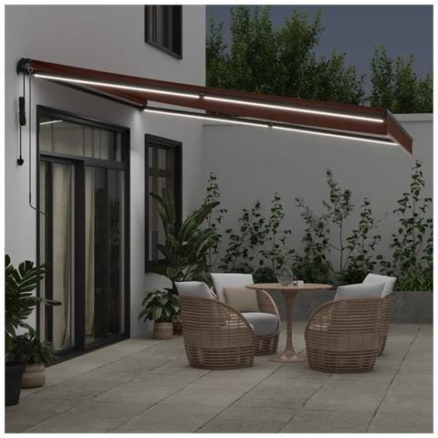 Tenda Da Sole Retrattile Automatica Con Led Marrone 400x300 Cm - Foto 2