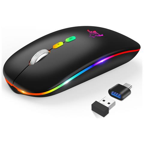 Mouse Silenzioso A Doppia Modalità: Wireless Bluetooth 5.1 Ricaricabile   B - Foto 2