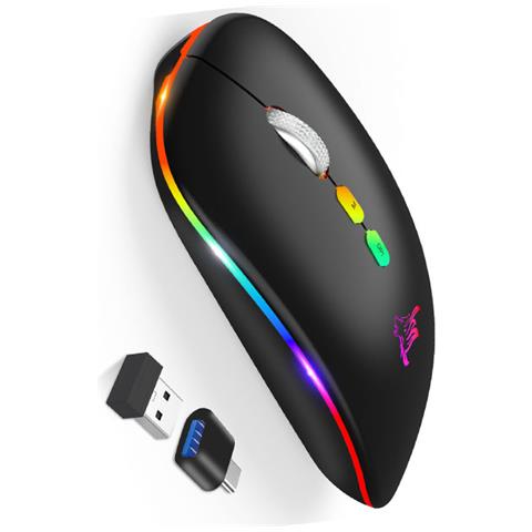 Mouse Silenzioso A Doppia Modalità: Wireless Bluetooth 5.1 Ricaricabile   B - Foto 1