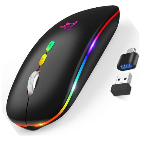 Mouse Silenzioso A Doppia Modalità: Wireless Bluetooth 5.1 Ricaricabile   B - Foto 3