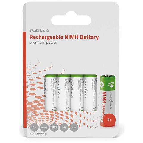 Set Di 4 Batterie Ricaricabili Precaricate Nimh Aa 1,2v Dc 2600mah, - Foto 2