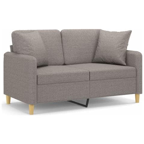 Divano a 2 Posti con Cuscini Tortora 120 cm in Tessuto - Foto 1