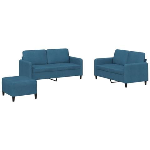 Set di Divani 3 pz Blu in Velluto - Foto 1