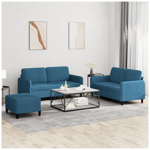 Set di Divani 3 pz Blu in Velluto - Foto 2