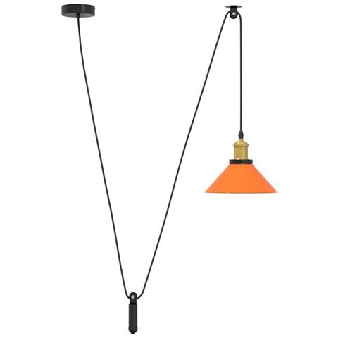 Lampada Sospensione Regolabile E27 Arancio Lucido Ø22cm Metallo - Foto 1