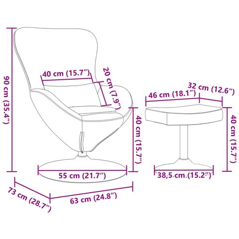 Sedia a uovo  con poggiapiedi in velluto rosa - Foto 8