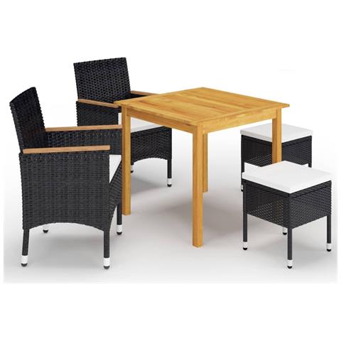 Set Mobili da Pranzo per Giardino 5 pz Nero - Foto 1