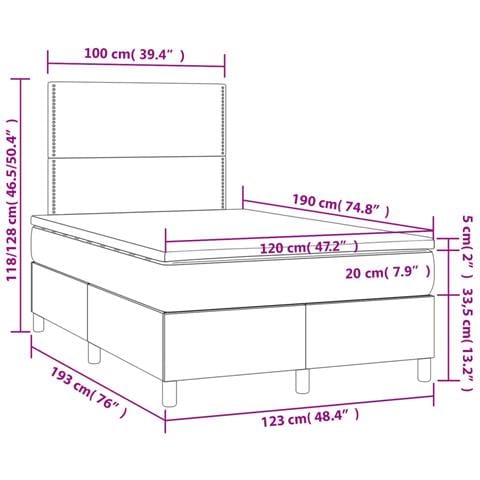 Giroletto a Molle con Materasso Nero 120x190 cm in Similpelle - Foto 9