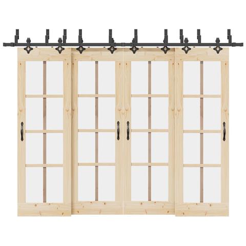 Kit di Binari per Porte Scorrevoli 305 cm Acciaio Nero - Foto 2