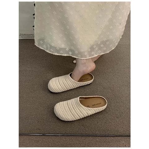 Ciabatte Donna Intrecciate A Mano In Stile Francese Con Punta Chiusa, Traspiranti, Colore Avorio, Compatibili Con Stile Estivo E Casual L - Foto 2