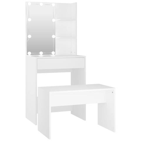 Set Tavolo da Toeletta Bianco con LED in Legno Multistrato - Foto 1