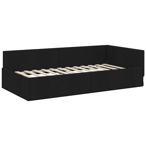 Cornice del letto ad angolo con testiera Nero 80 x 200 cm - Foto 1