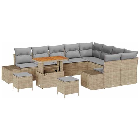 Set Divano da Giardino con cuscino 12 pcs Beige e Grigio Chiaro - Foto 1