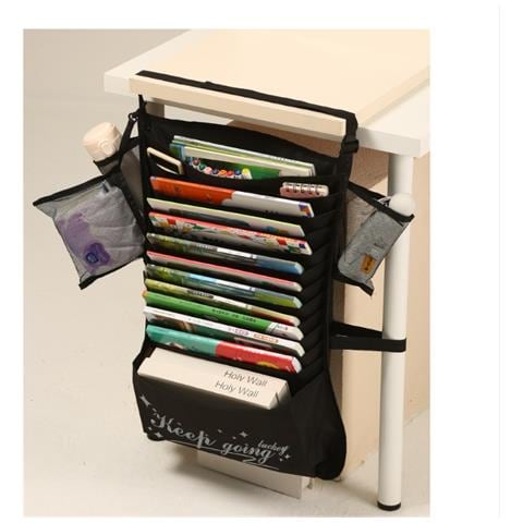 Organizzatore Da Scrivania Sospeso A 16 Strati In Tessuto Oxford - Borsa Portaoggetti Nera Per Materiale Scolastico - Foto 2