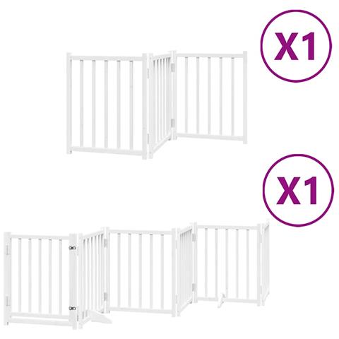 Cancello Cani Porta Pieghevole Bianco 9 Pannelli 450 cm Pioppo - Foto 1