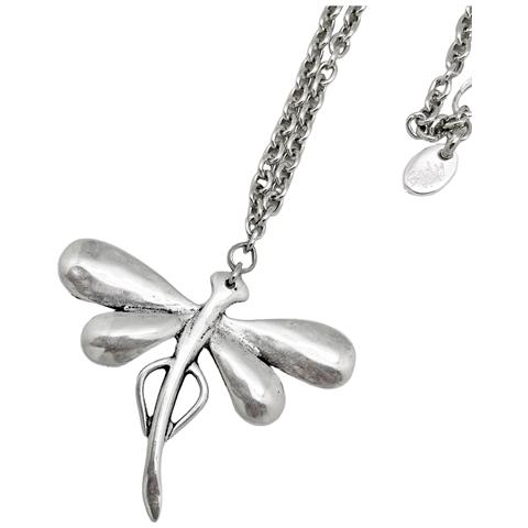 Collana Lunga Libellula In Argento Placcato 80cm - Foto 2