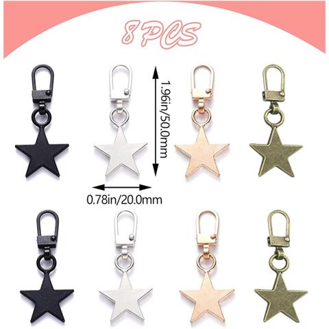Set Di Sostituzione Per Cursori Zip In Metallo Removibili - Design A Stella - Kit Da 8 Pezzi - Foto 2