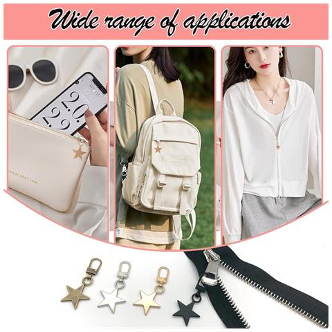 Set Di Sostituzione Per Cursori Zip In Metallo Removibili - Design A Stella - Kit Da 8 Pezzi - Foto 5