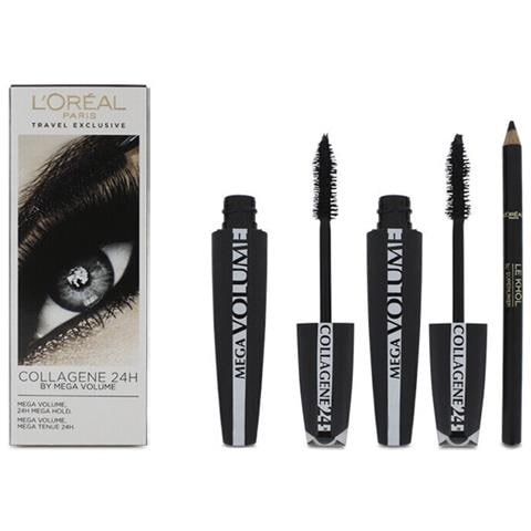 Set L'oreal Paris: Mega Volume Collagene 24h Extra, Mascara, Black, 2 Pcs, 9 Ml + Contour Khol, Kohl Eyeliner, Black, 1.2 G - Foto 1