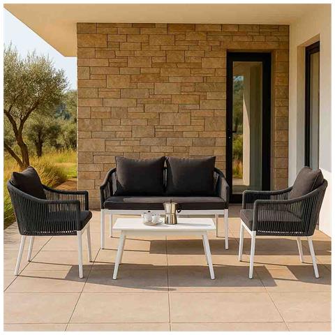 Set Divano Tavolo E 2 Poltrone Grigio 90x50x40, 58x65x84, 117x65x84 - Foto 2