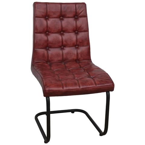 Sedia Rivestita In Pelle Marrone 41x50x94h Cm - Foto 1