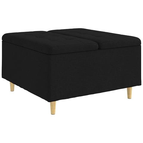 Pouf contenitore con cuscino Nero 80 x 80 x 45 cm Tessuto - Foto 1