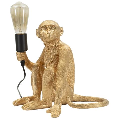 Lampada Da Tavolo Monkey In Polyresin Oro A Forma Di Scimmia Seduta - Foto 1