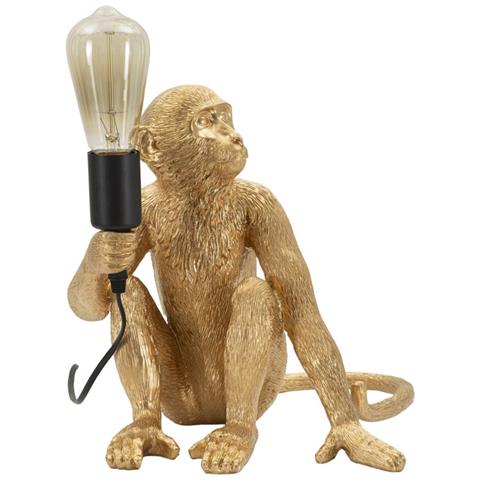 Lampada Da Tavolo Monkey In Polyresin Oro A Forma Di Scimmia Seduta - Foto 2