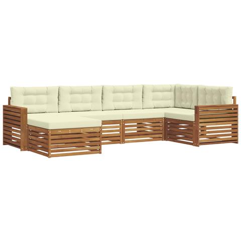 Set di divani da esterno con cuscino 6 pcs Naturale e Crema - Foto 1