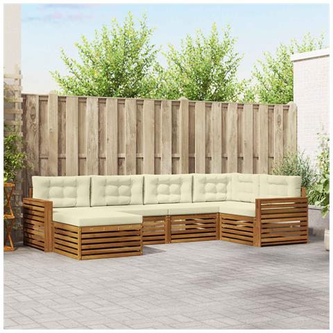 Set di divani da esterno con cuscino 6 pcs Naturale e Crema - Foto 2
