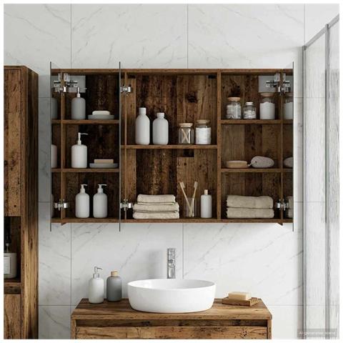 Mobiletto per specchio da bagno con lo scaffale Legno vecchio - Foto 2