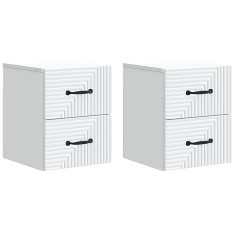 Mobiletto da notte a muro 2 pcs Bianco 34,5 x 33 x 40 cm - Foto 1
