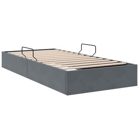 Letto con Contenitore Grigio Scuro 100 x 203 cm Velluto - Foto 9