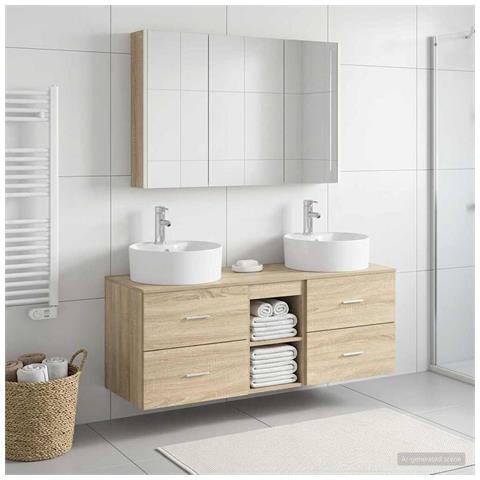 Set di mobili per il bagno 4 pcs Rovere Sonoma - Foto 2